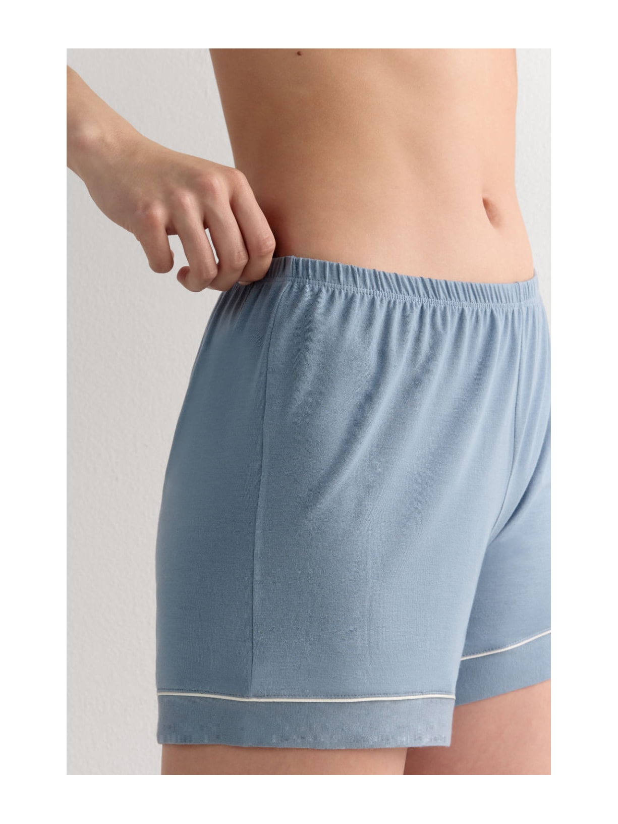 Shorts Em Modal Com Detalhes Contrastantes Azul Intimissimi
