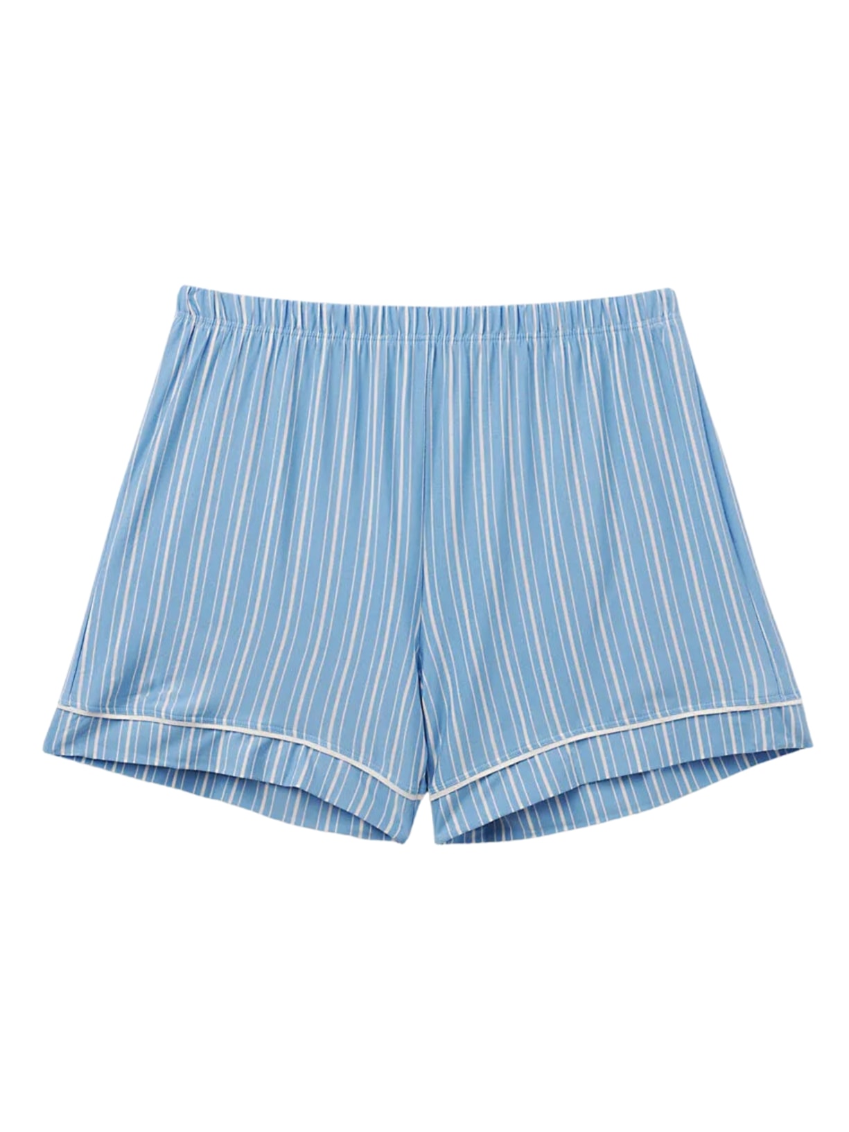 Shorts Em Modal Oxford Stripes - Azul