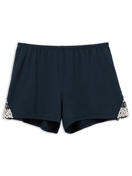 Shorts Em Modal Pretty Flowers - Azul