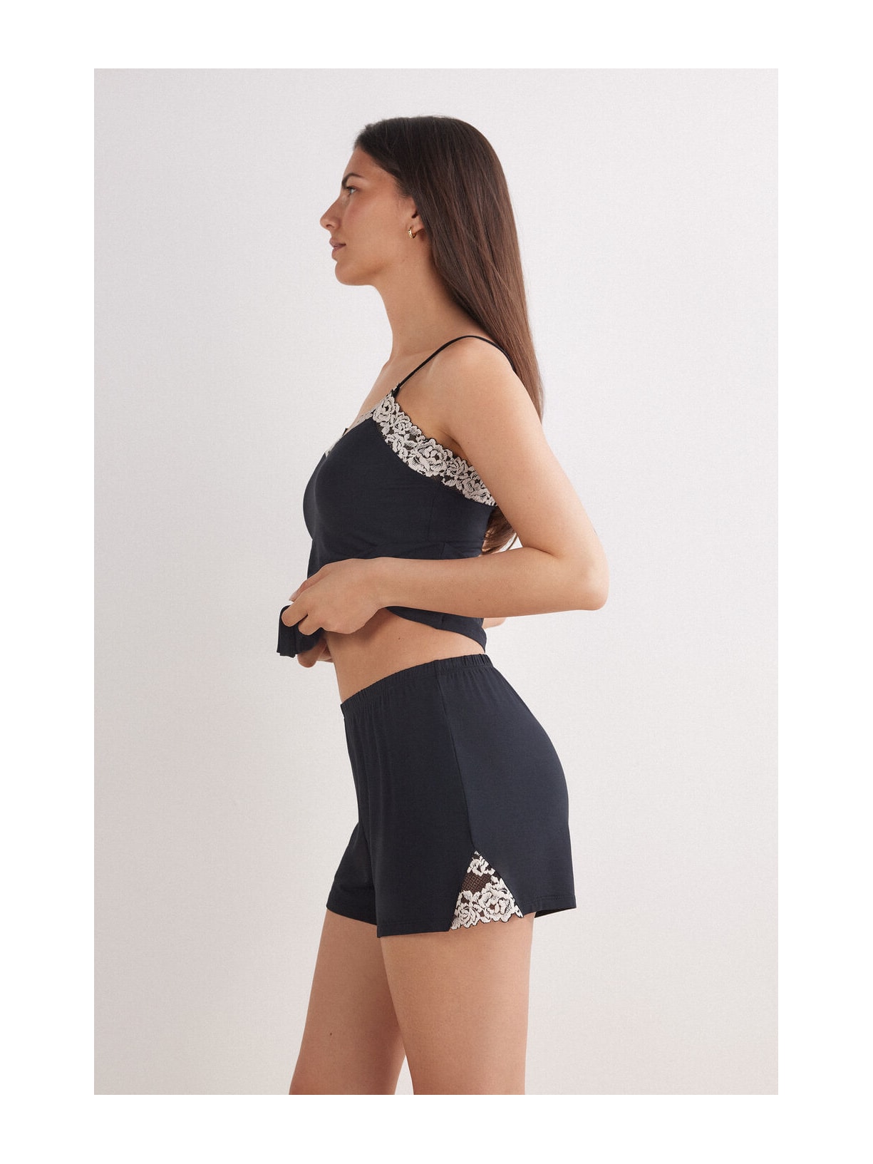 Shorts Em Modal Pretty Flowers Preto Intimissimi