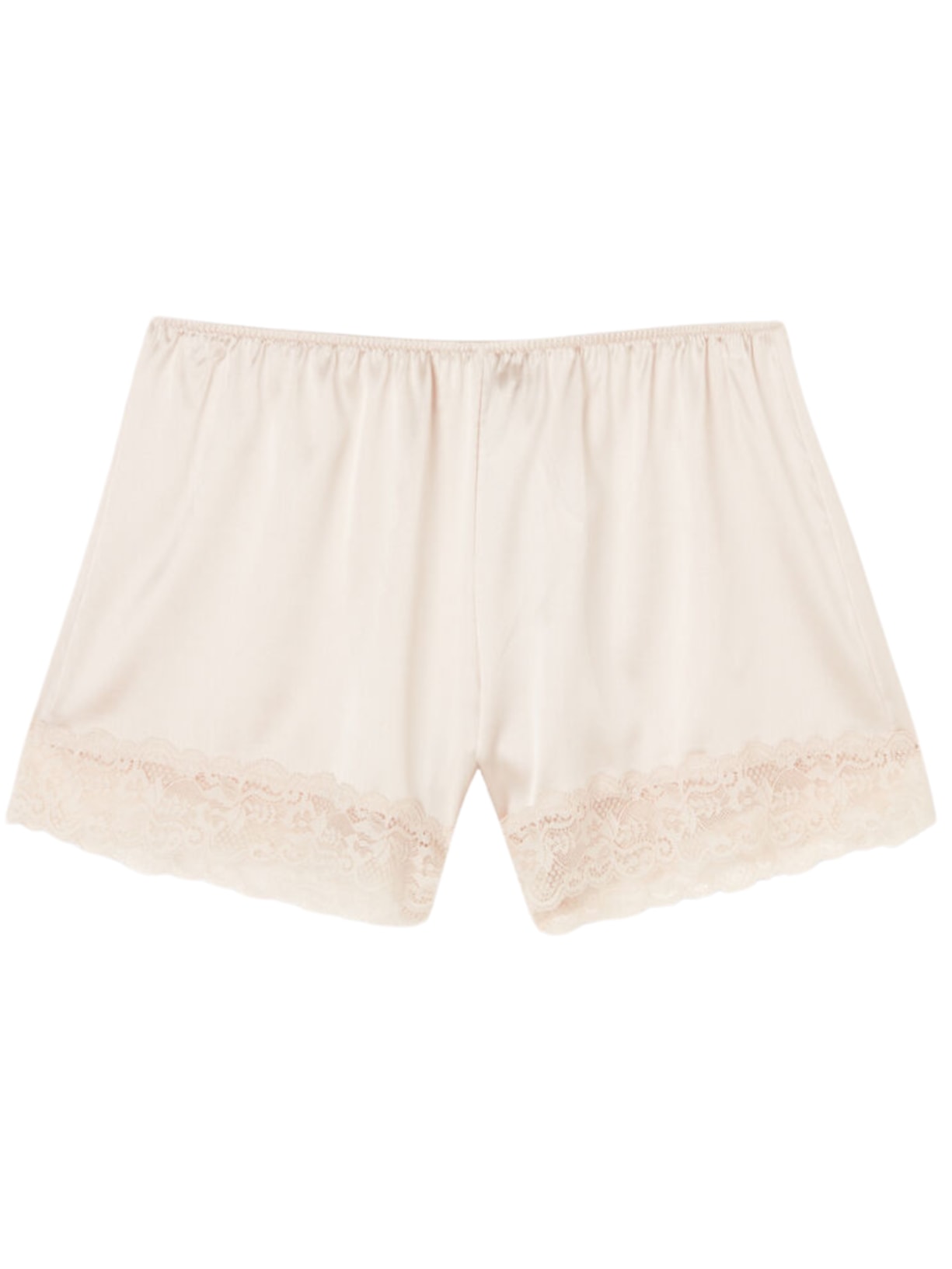 Shorts Em Seda Com Renda - Off-White