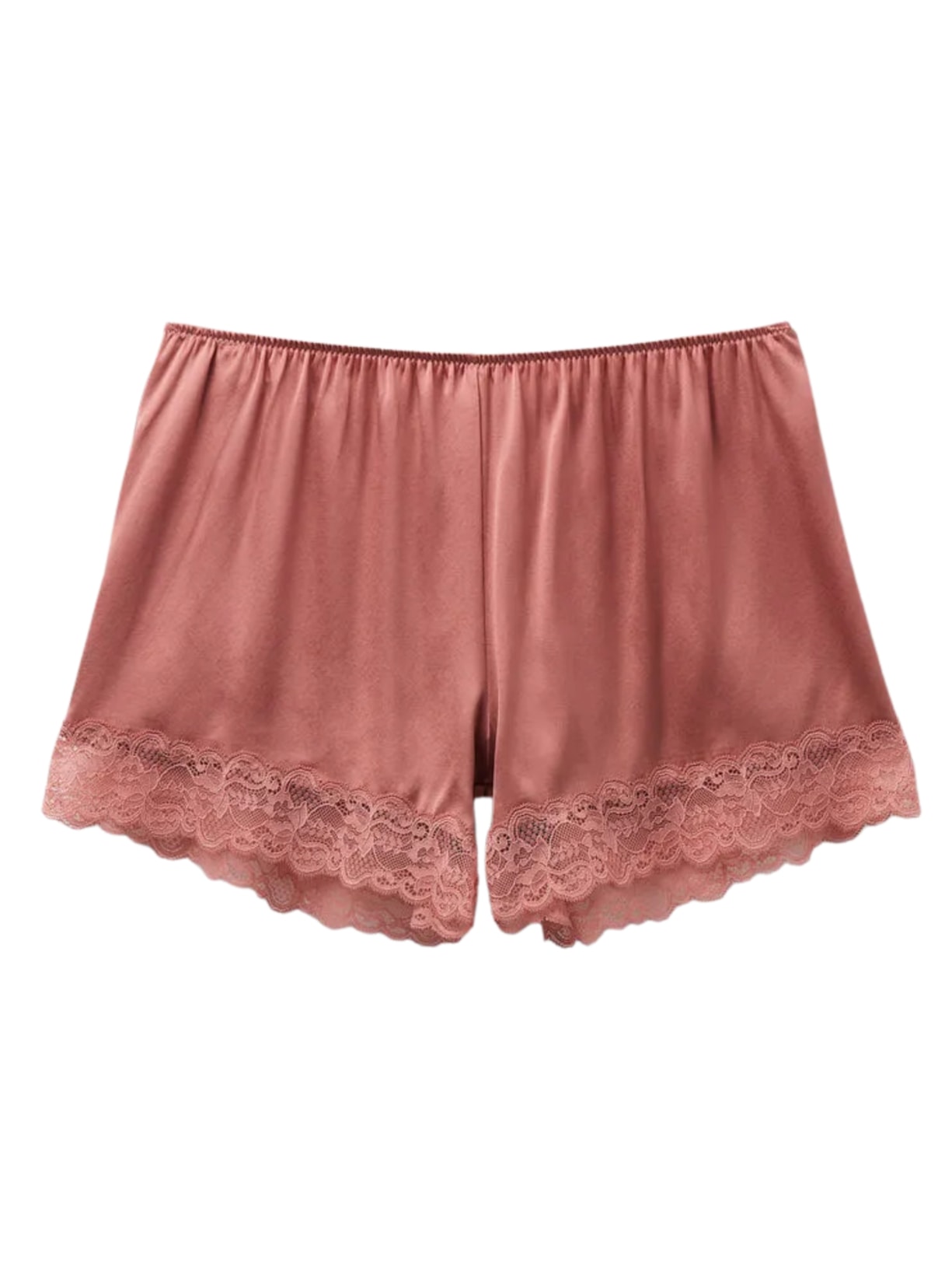 Shorts Em Seda Com Renda - Rosa