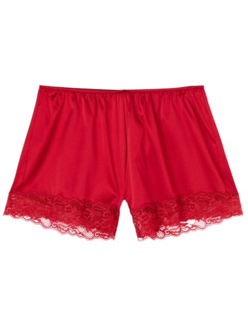 Shorts Em Seda Com Renda - Vermelho