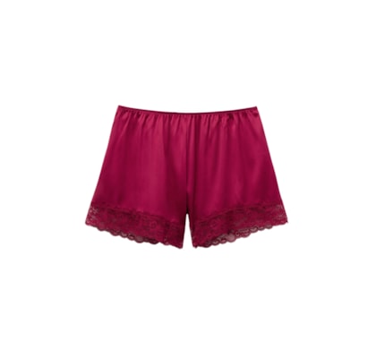 Shorts Em Seda e Renda - Bordô