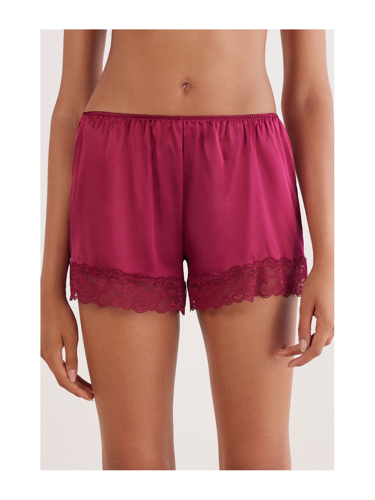 Shorts Em Seda e Renda Bordô Intimissimi