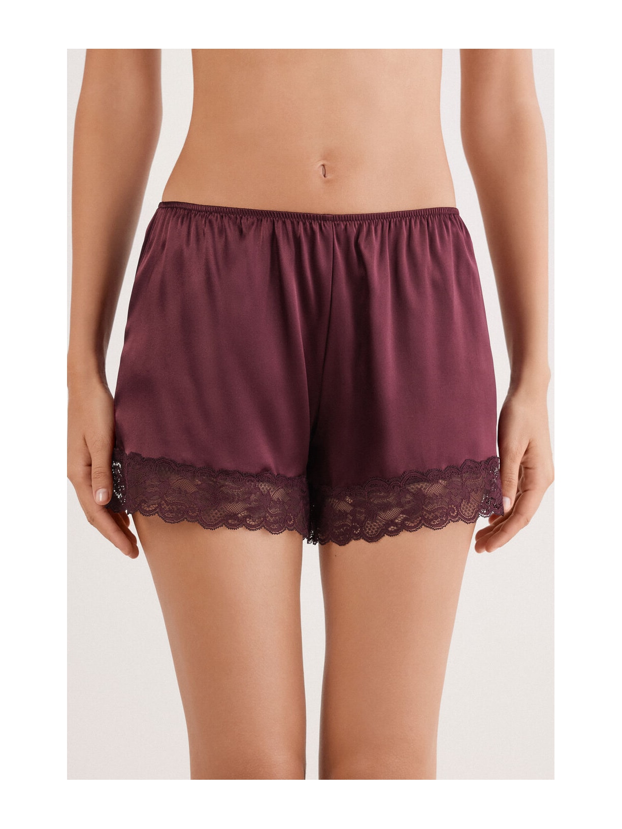 Shorts Em Seda e Renda Bordô Intimissimi