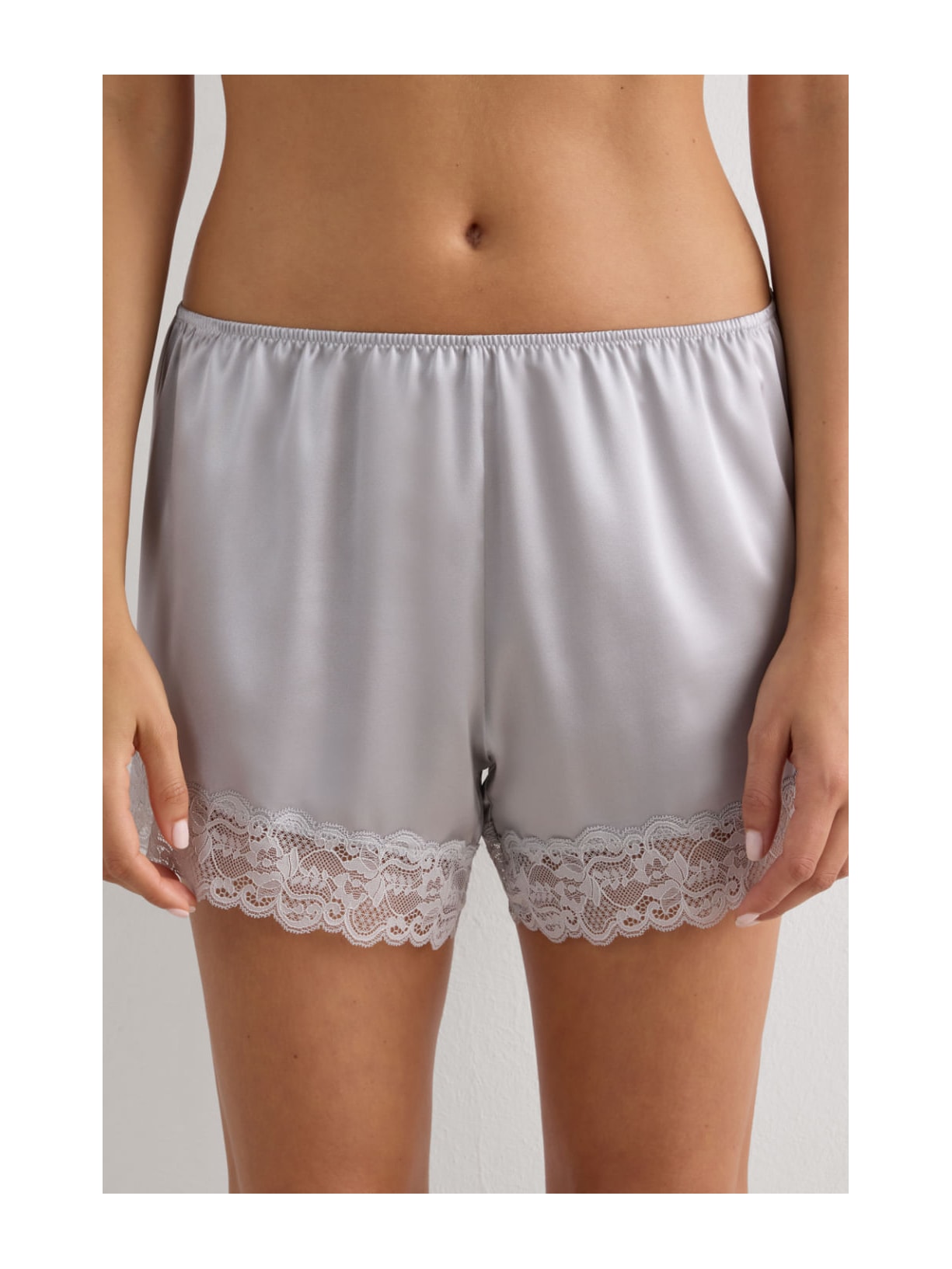 Shorts Em Seda e Renda Cinza Intimissimi