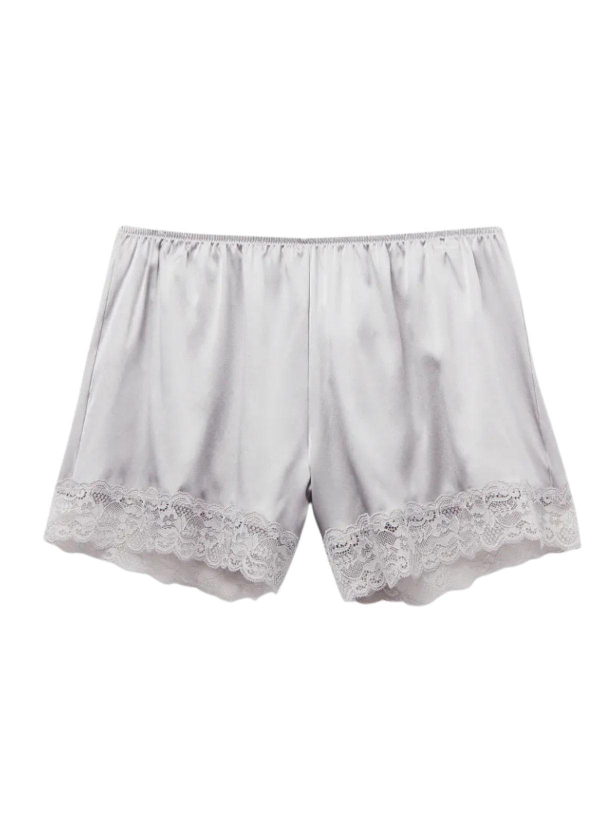 Shorts Em Seda e Renda - Cinza