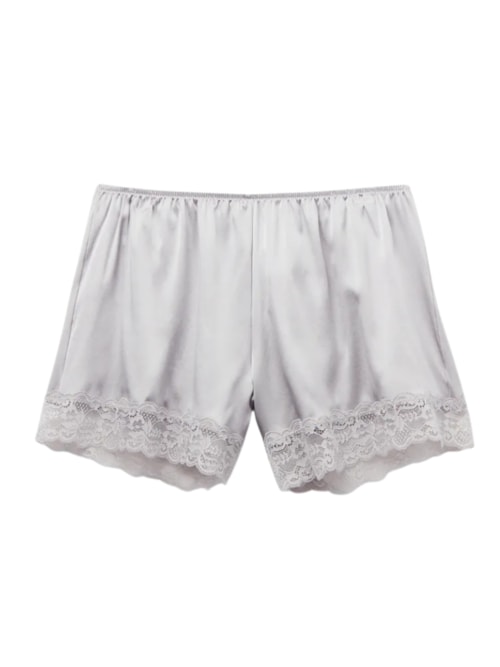 Shorts Em Seda e Renda - Cinza