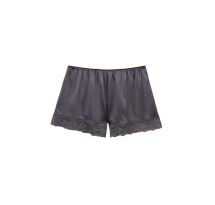 Shorts Em Seda e Renda - Cinza