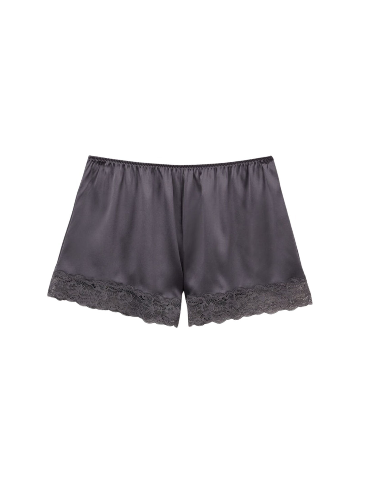 Shorts Em Seda e Renda - Cinza