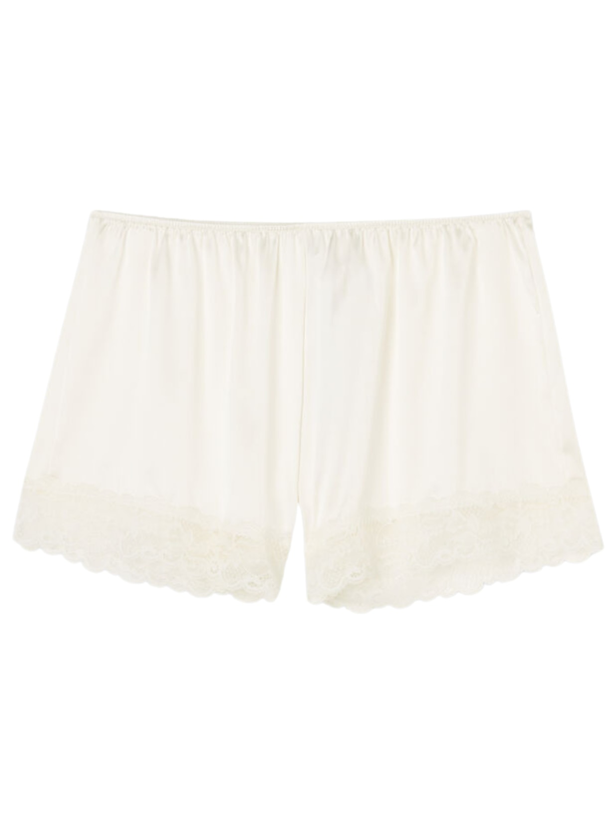 Shorts Em Seda e Renda - Marfim