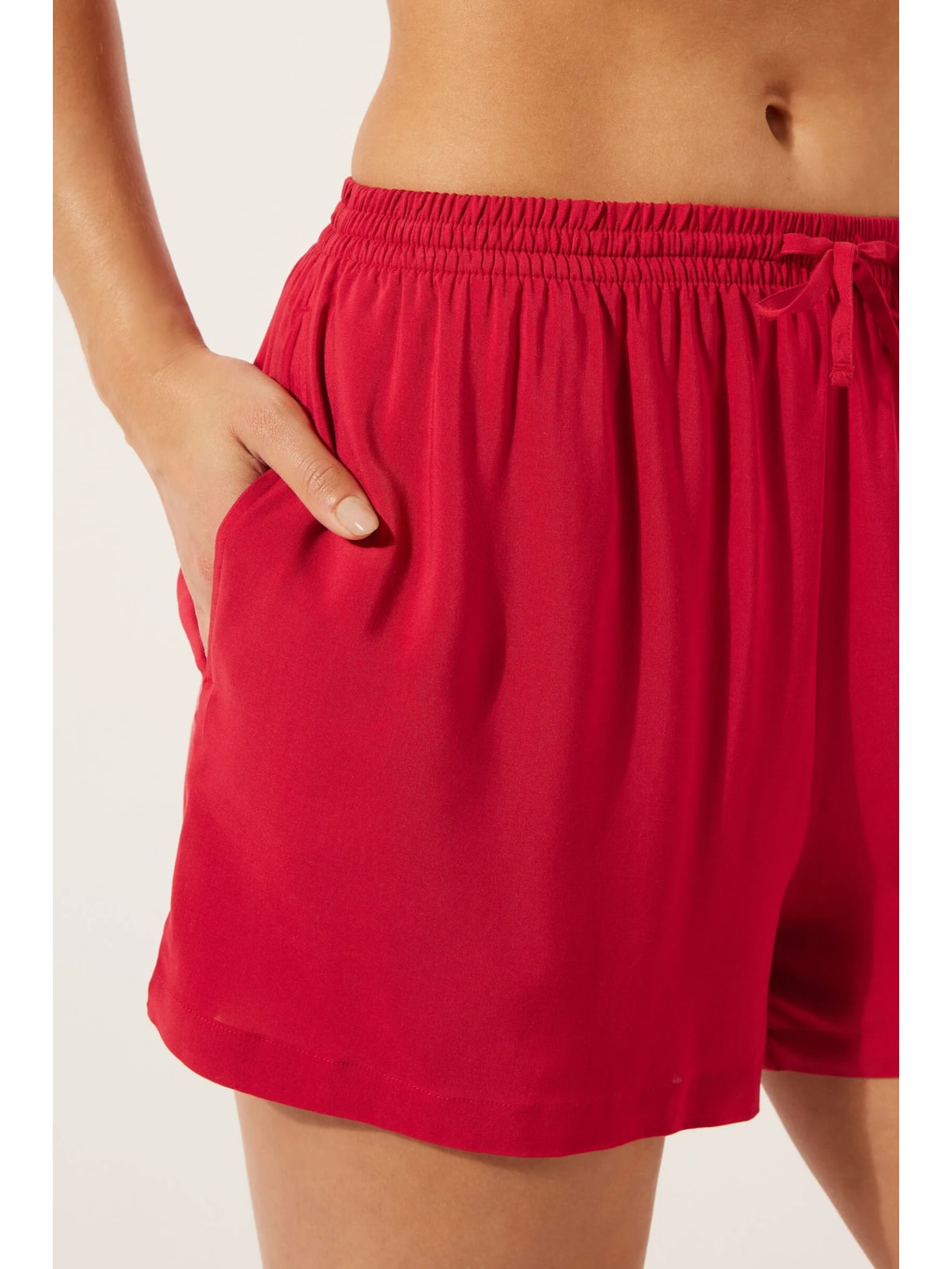 Shorts Em Viscose Vermelho Calzedonia