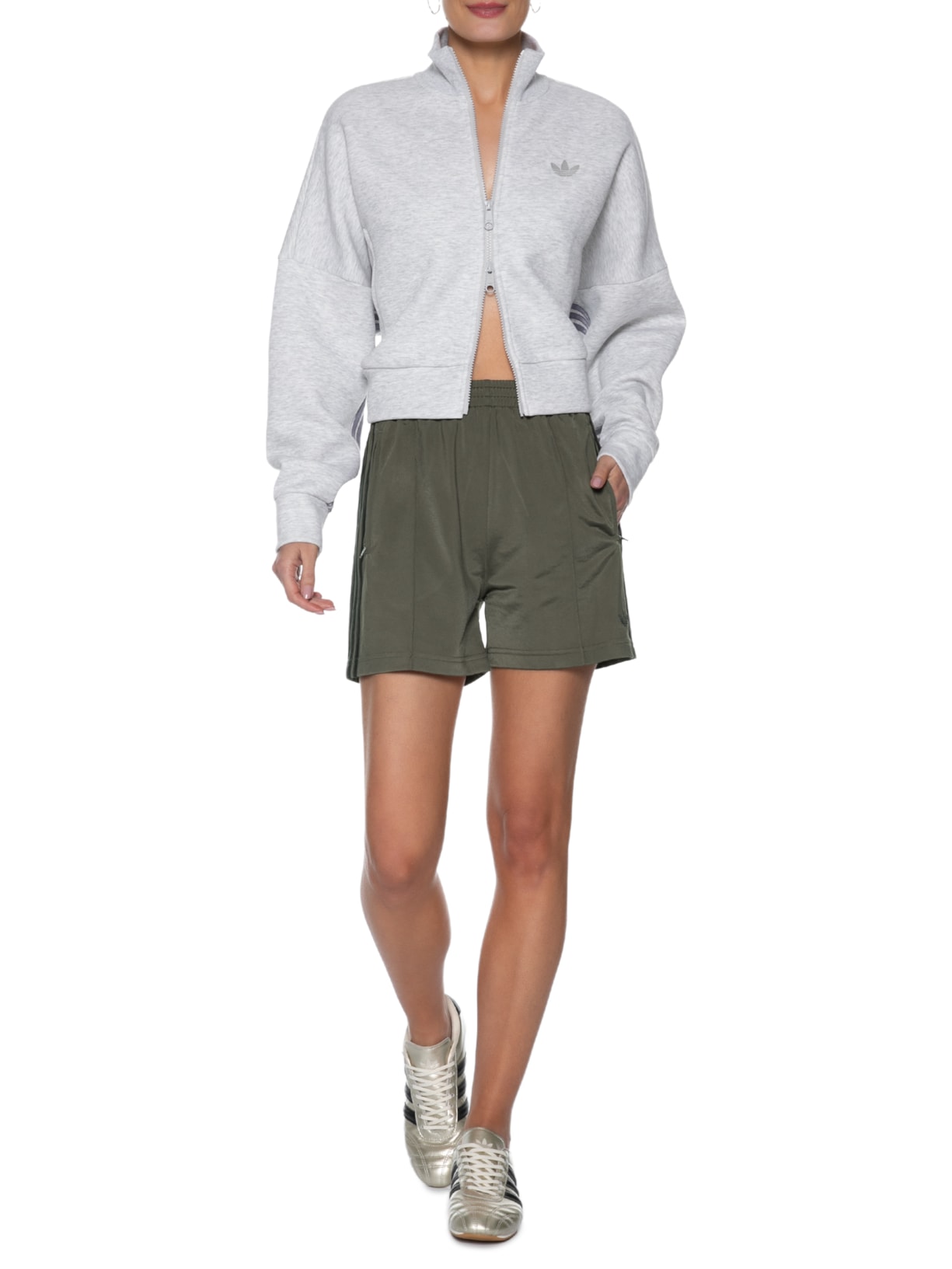 Shorts Feminino 3 Listras Adicolor Verde Adidas Originals