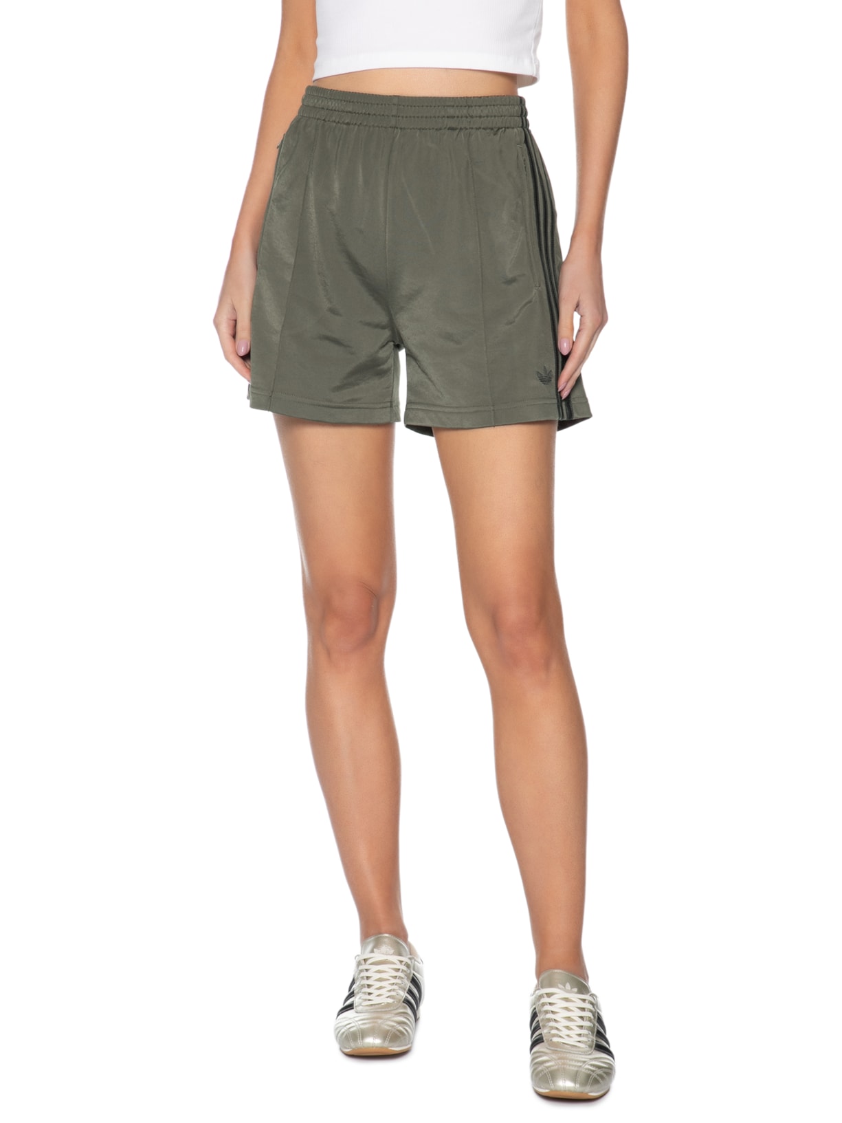 Shorts Feminino 3 Listras Adicolor Verde Adidas Originals