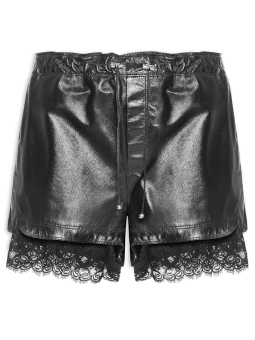 Shorts Feminino Couro Poppy - Preto