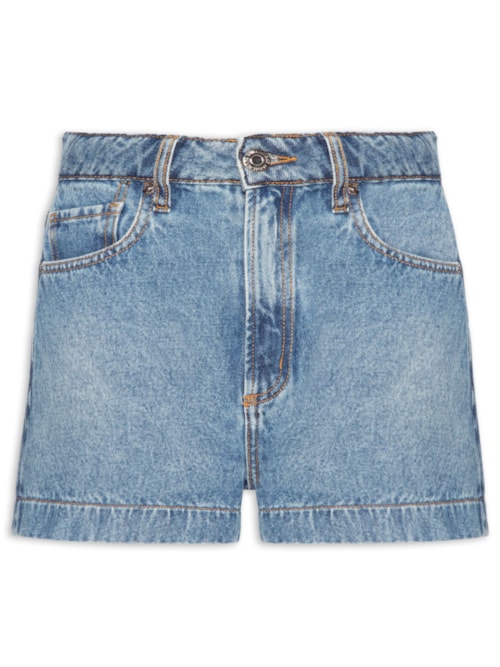 Shorts Feminino Jeans Mix Patchwork - Azul