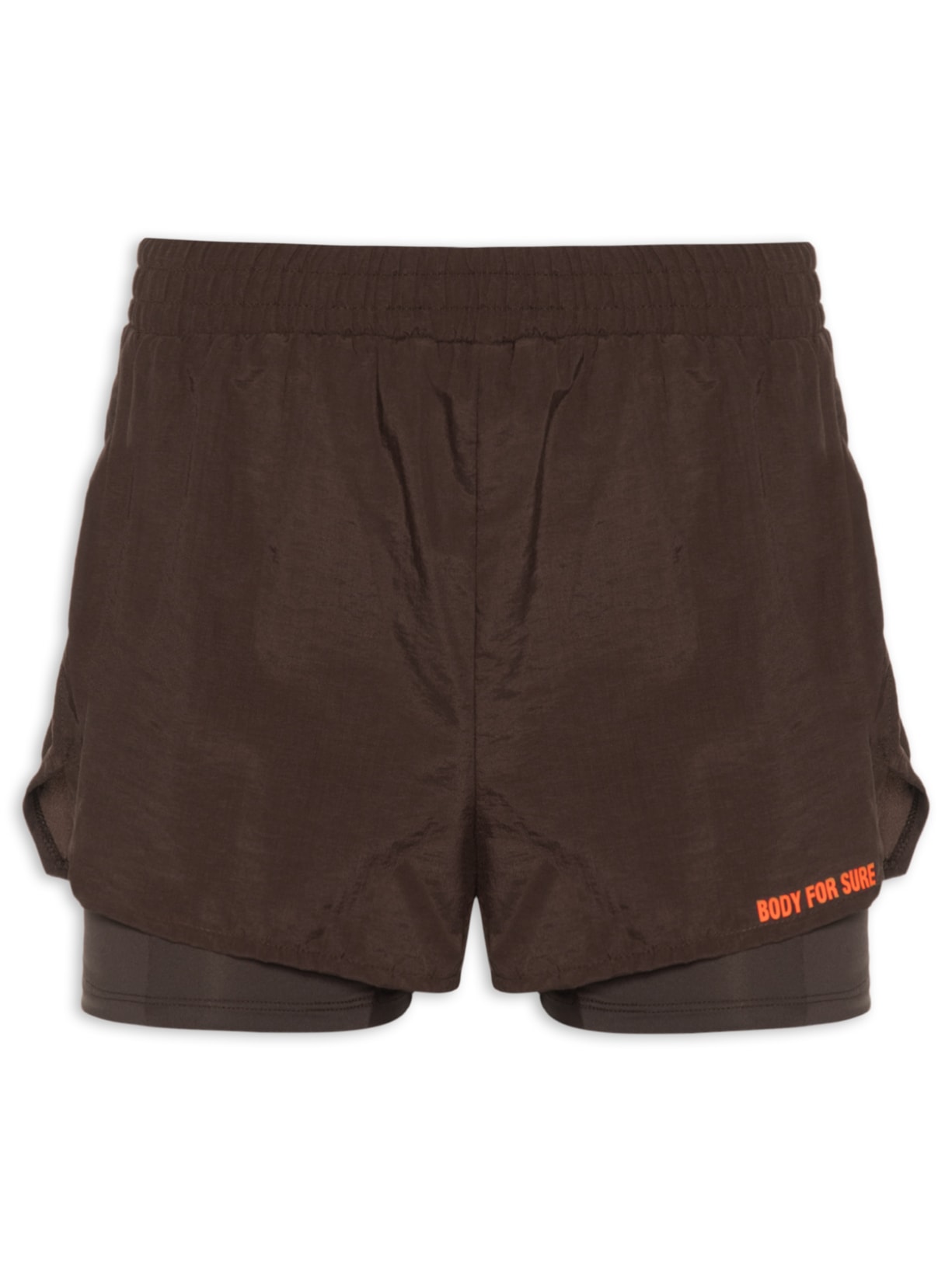 Shorts Feminino Liso Flame Marrom Body For Sure