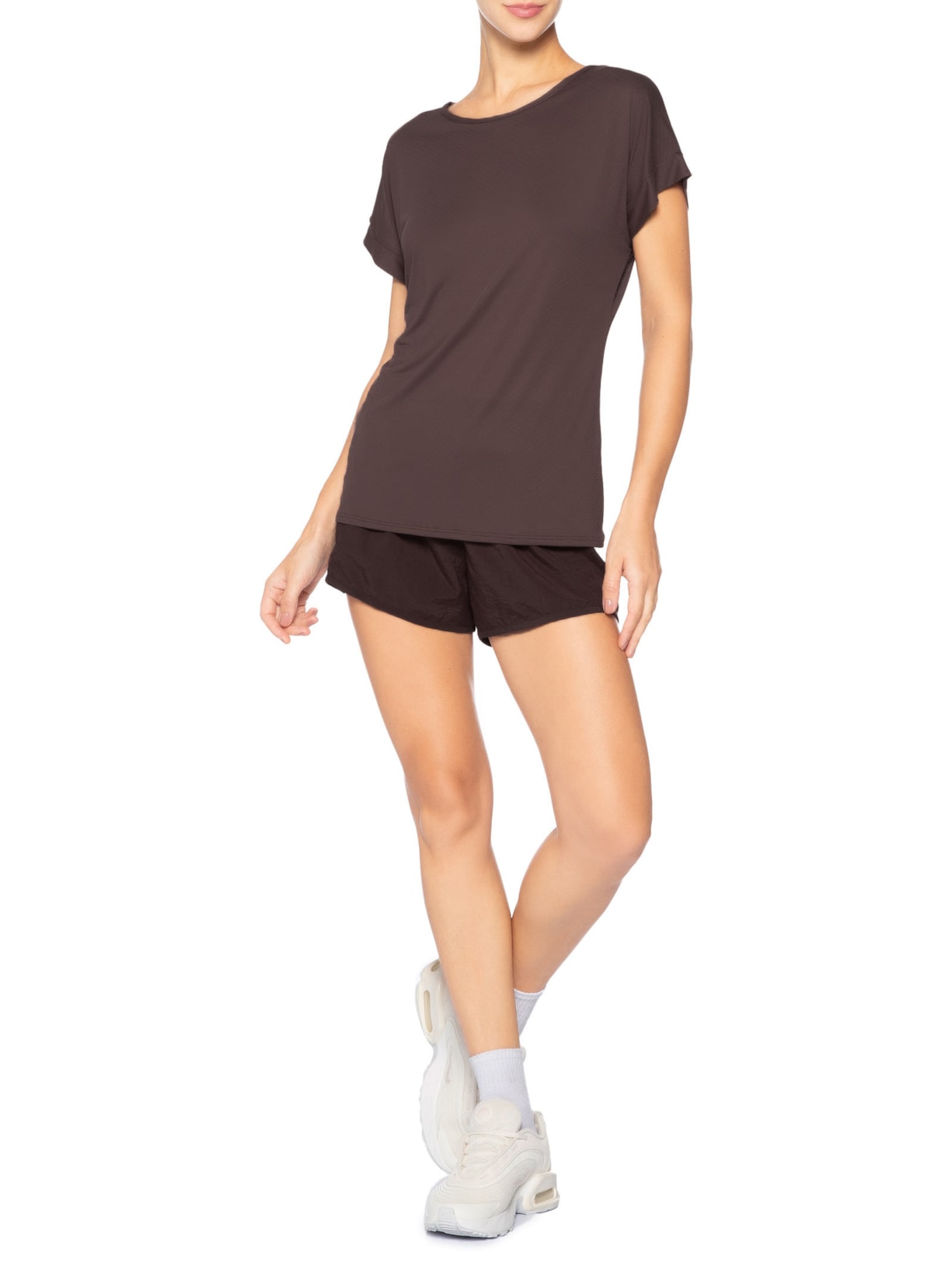 Shorts Feminino Liso Marrom Body For Sure