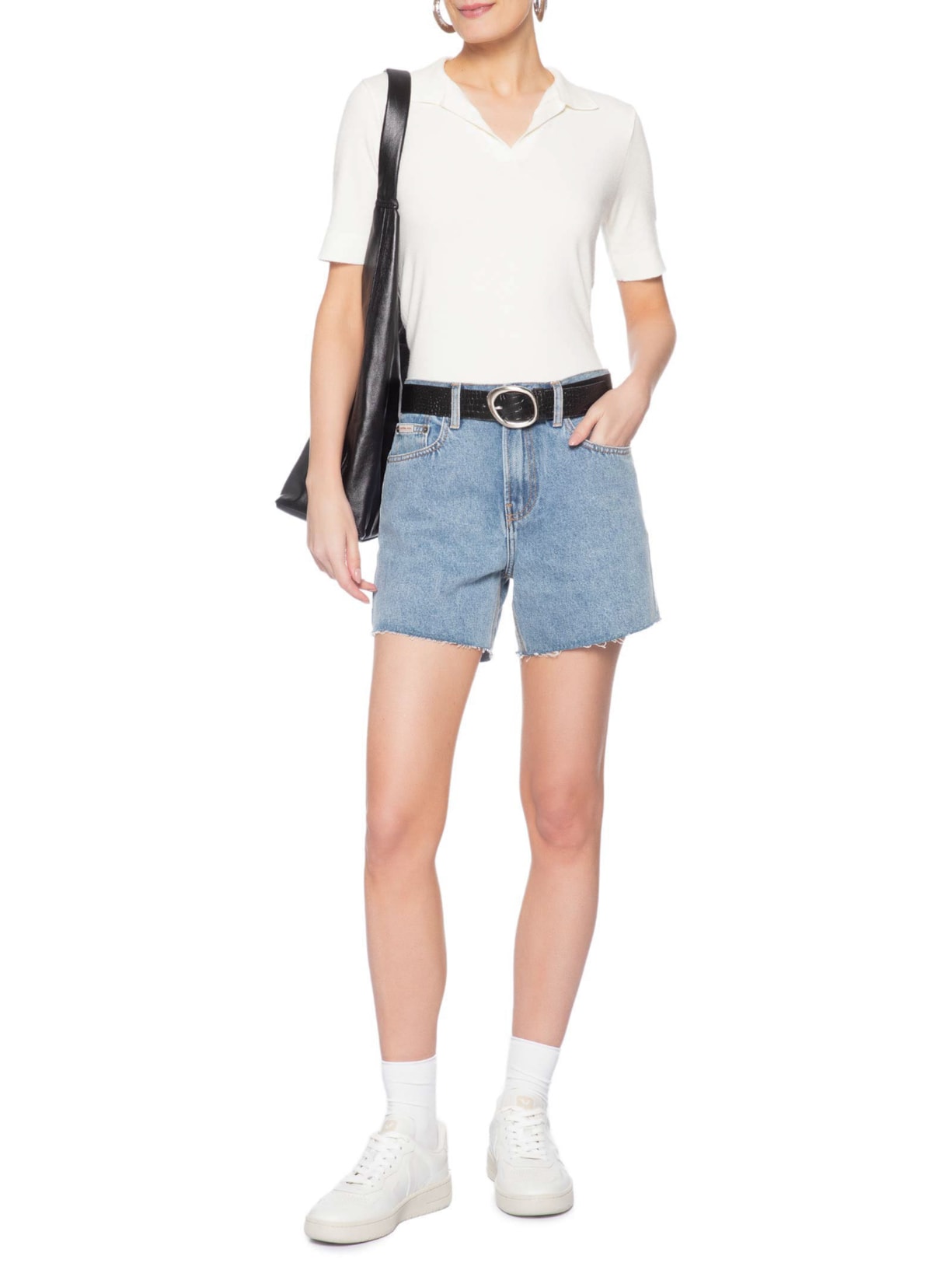 Shorts Jeans Feminino Boy Barras a Fio – Azul Calvin Klein Jeans