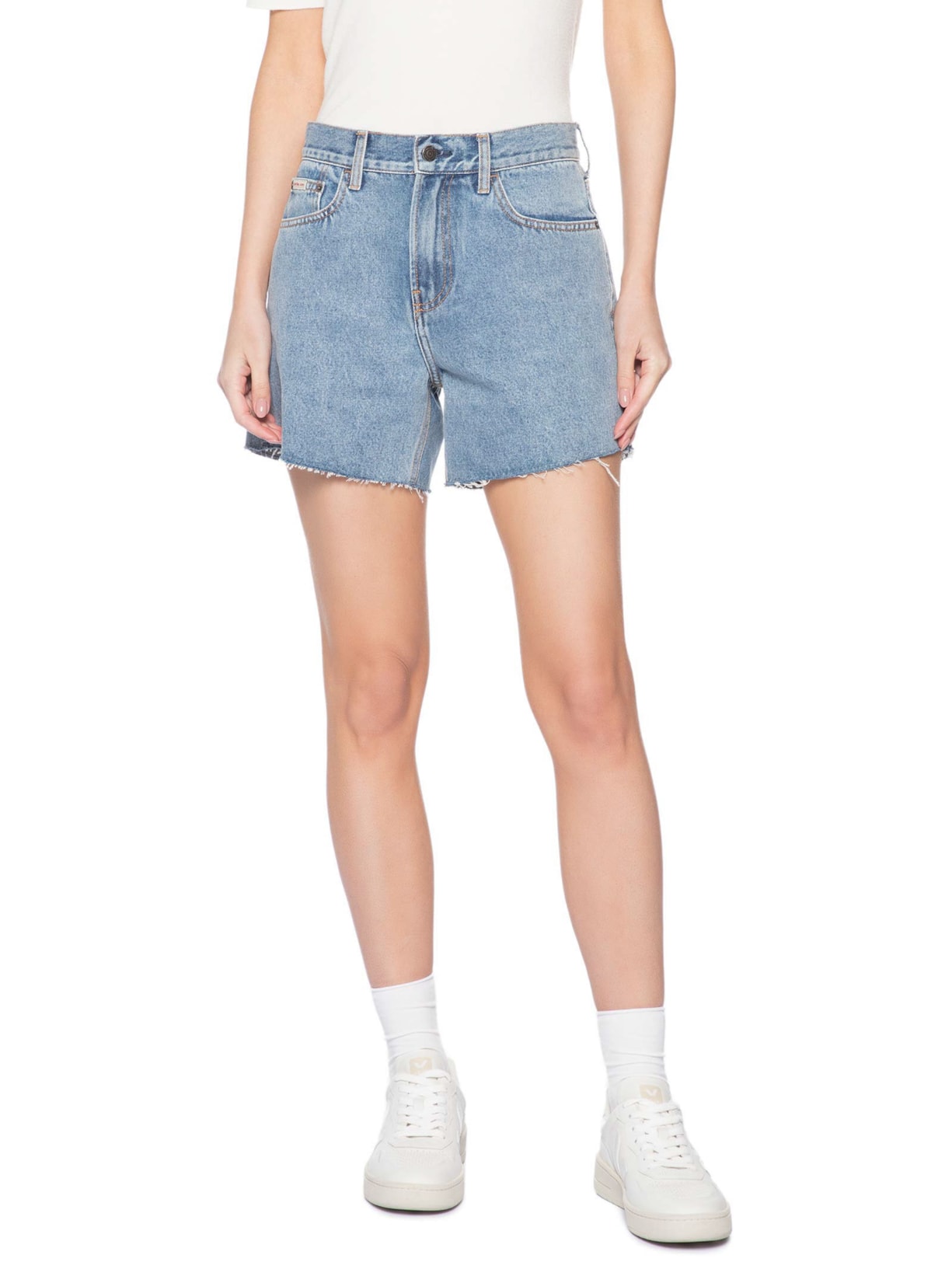Shorts Jeans Feminino Boy Barras a Fio – Azul Calvin Klein Jeans