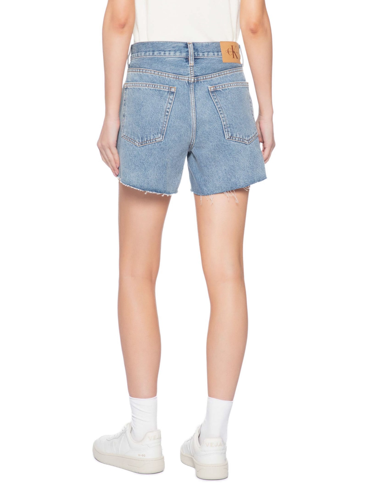 Shorts Jeans Feminino Boy Barras a Fio – Azul Calvin Klein Jeans