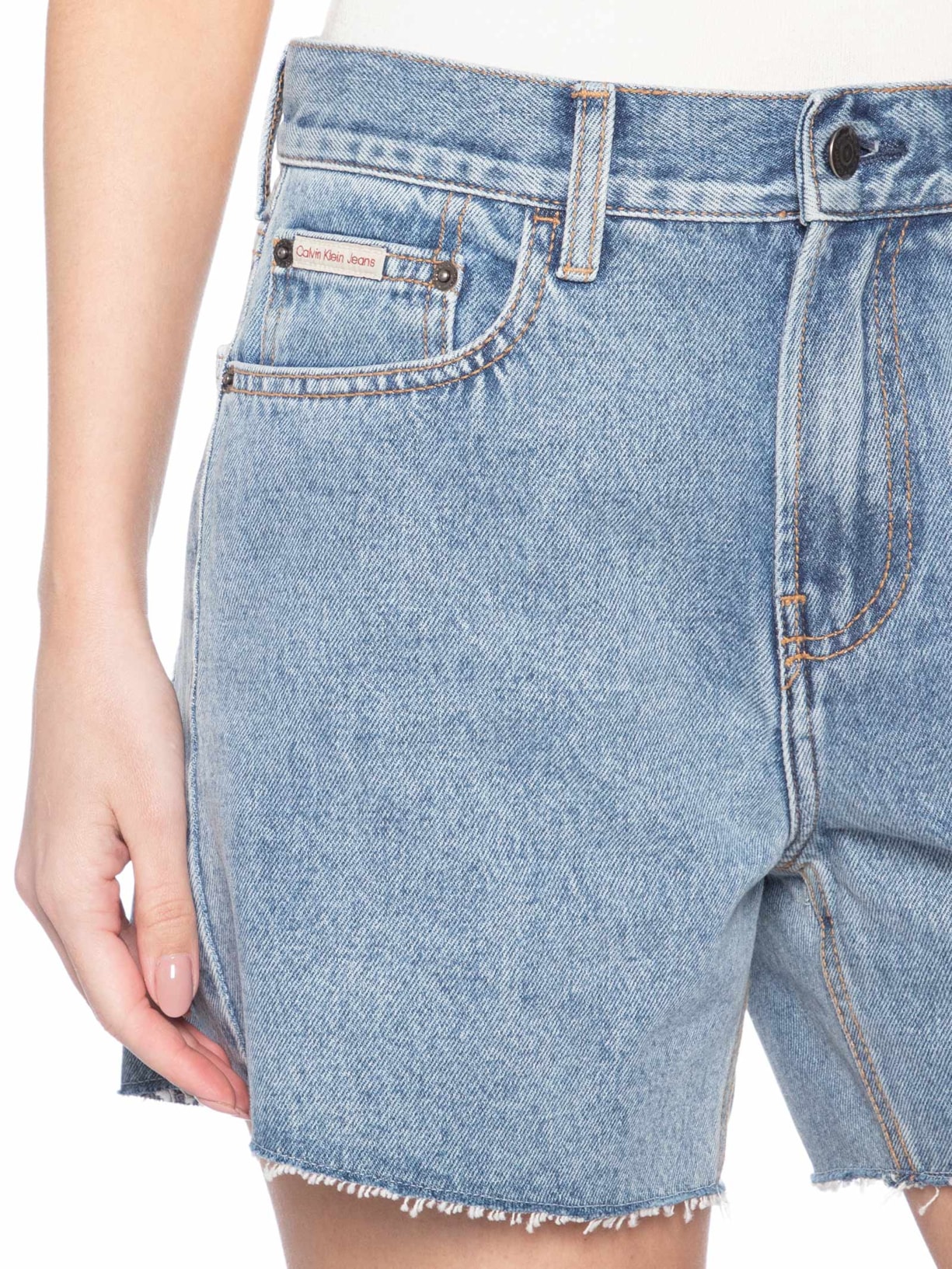 Shorts Jeans Feminino Boy Barras a Fio – Azul Calvin Klein Jeans