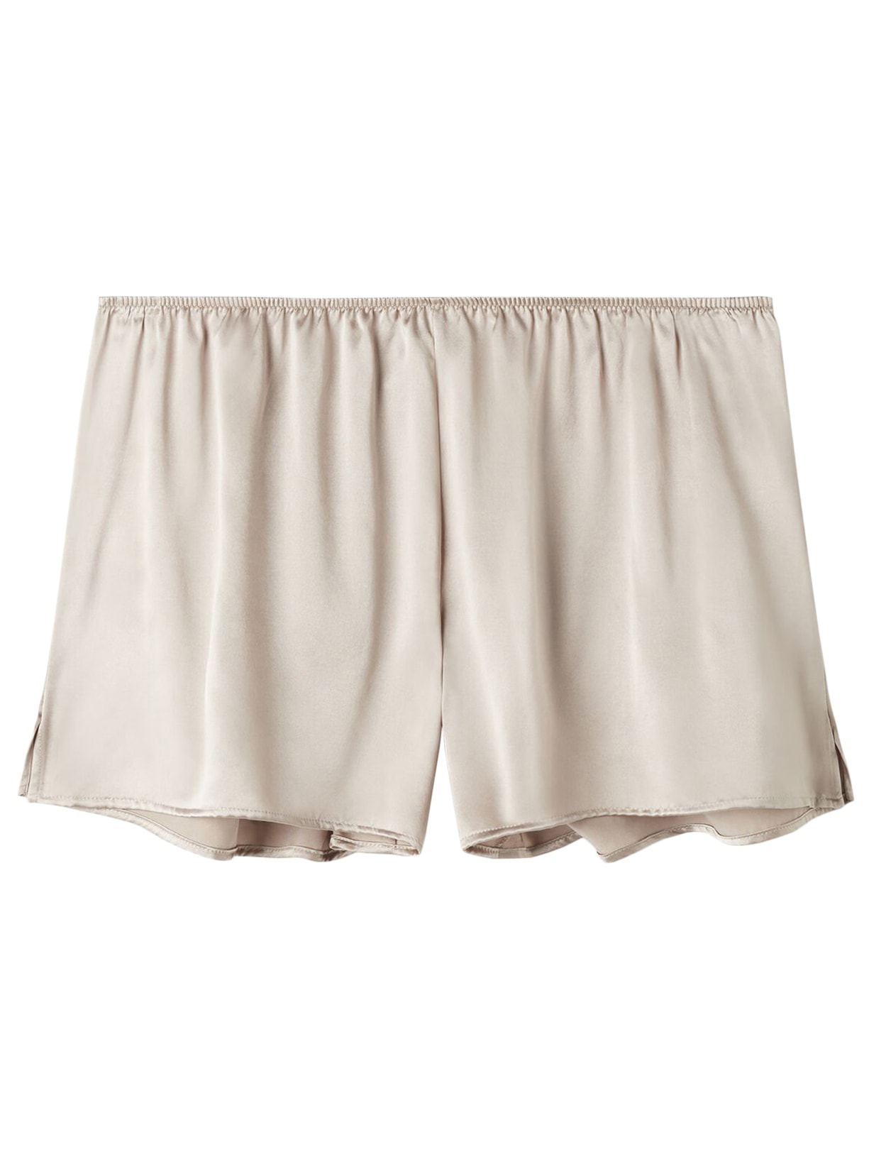Shorts Liso De Cetim De Seda - Cinza