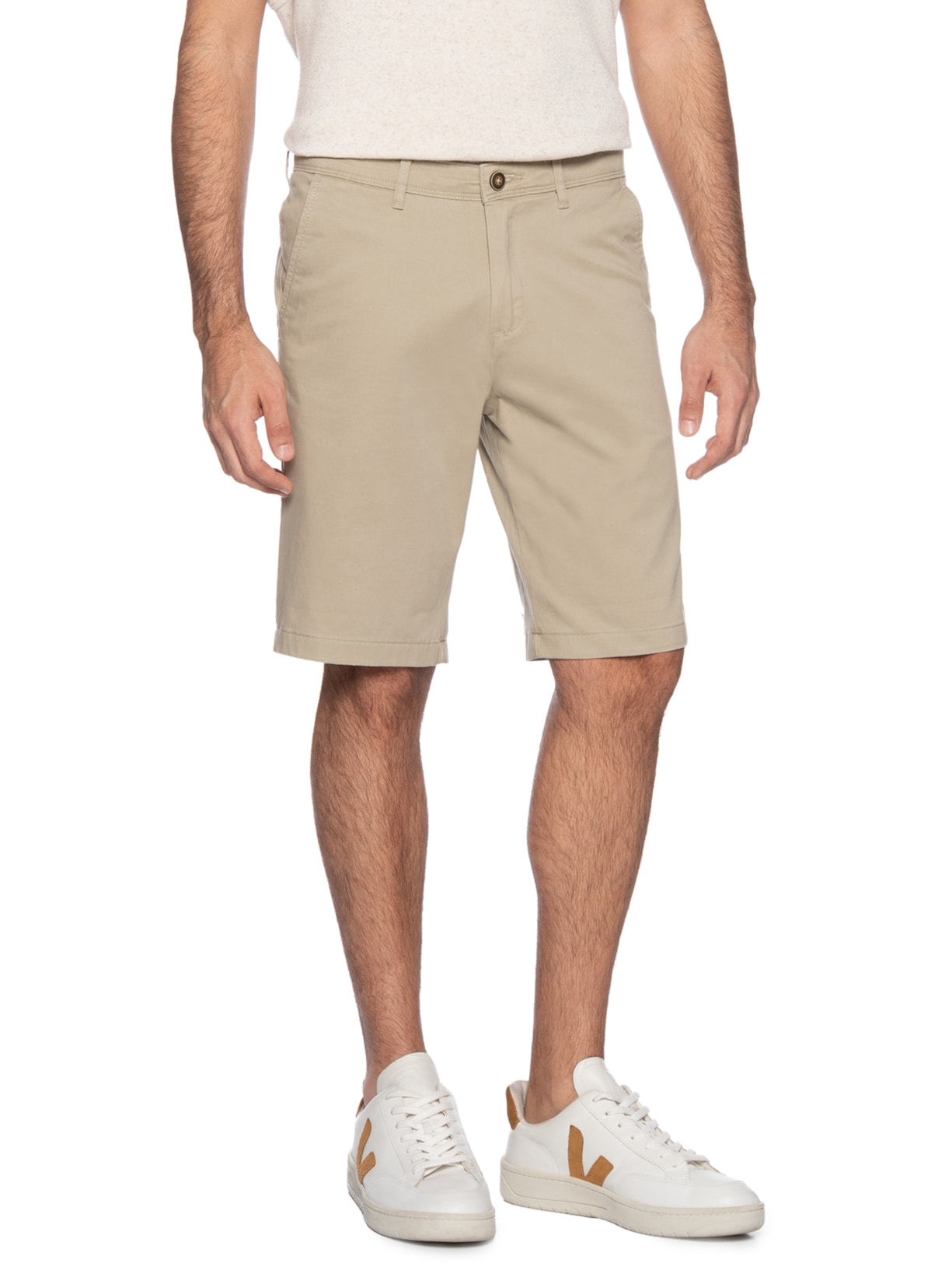 Shorts Masculino Chino Regular Fit Algodão Orgânico Bege Jack & Jones