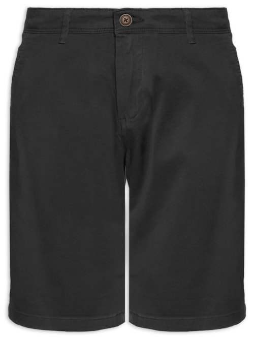 Shorts Masculino Chino Regular Fit Algodão - Preto