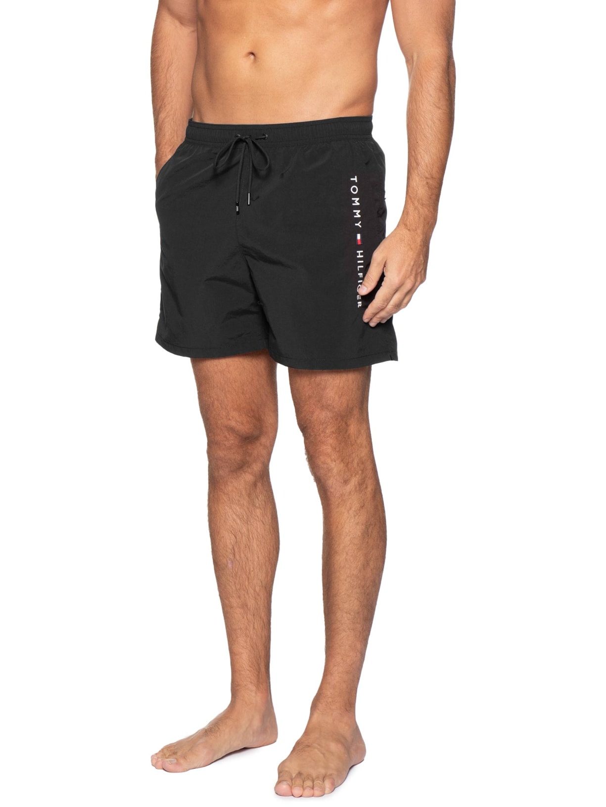 Shorts Masculino De Praia Bolso Com Zíper Preto Tommy Hilfiger
