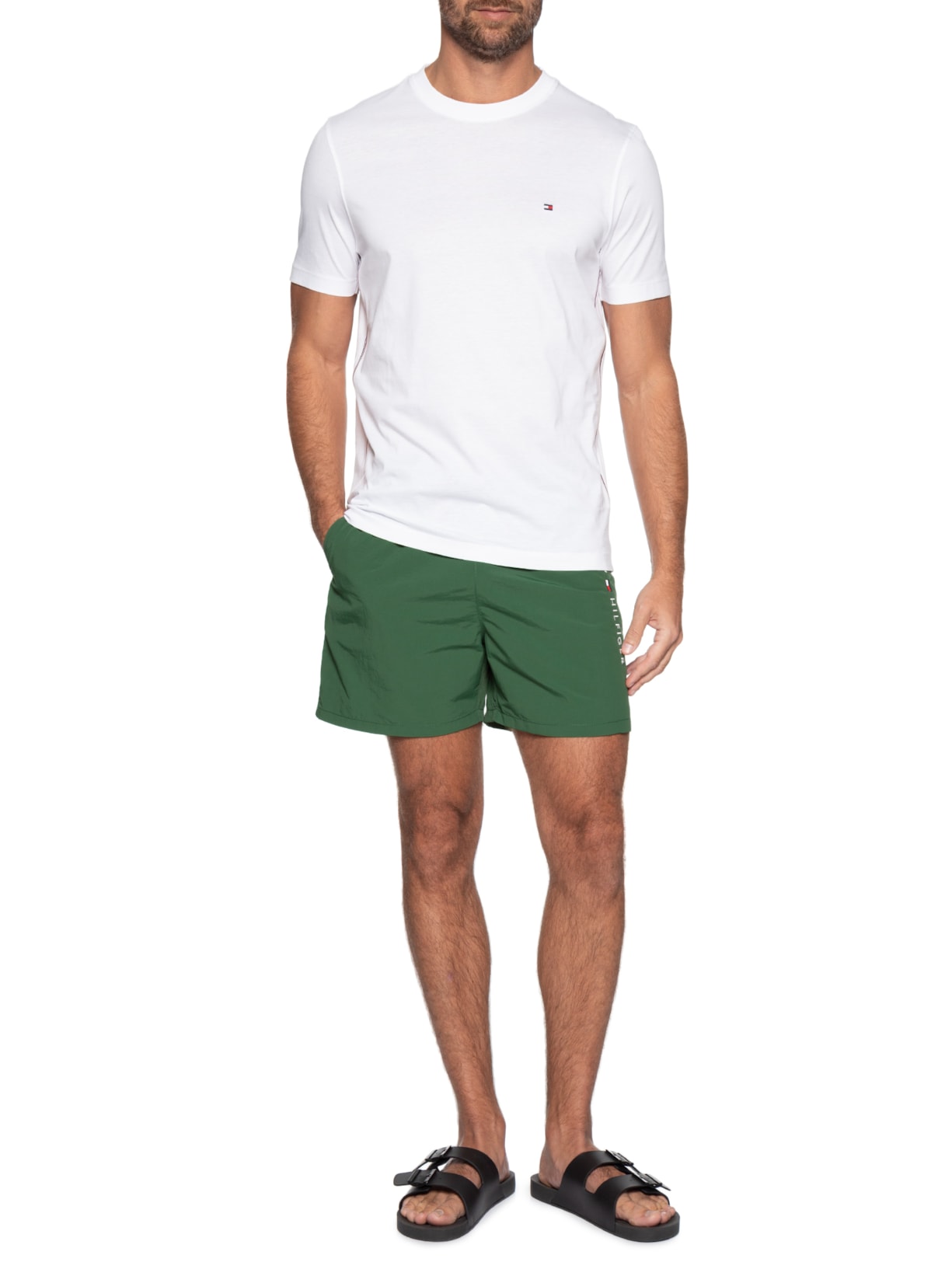 Shorts Masculino De Praia Bolso Com Zíper Verde Tommy Hilfiger
