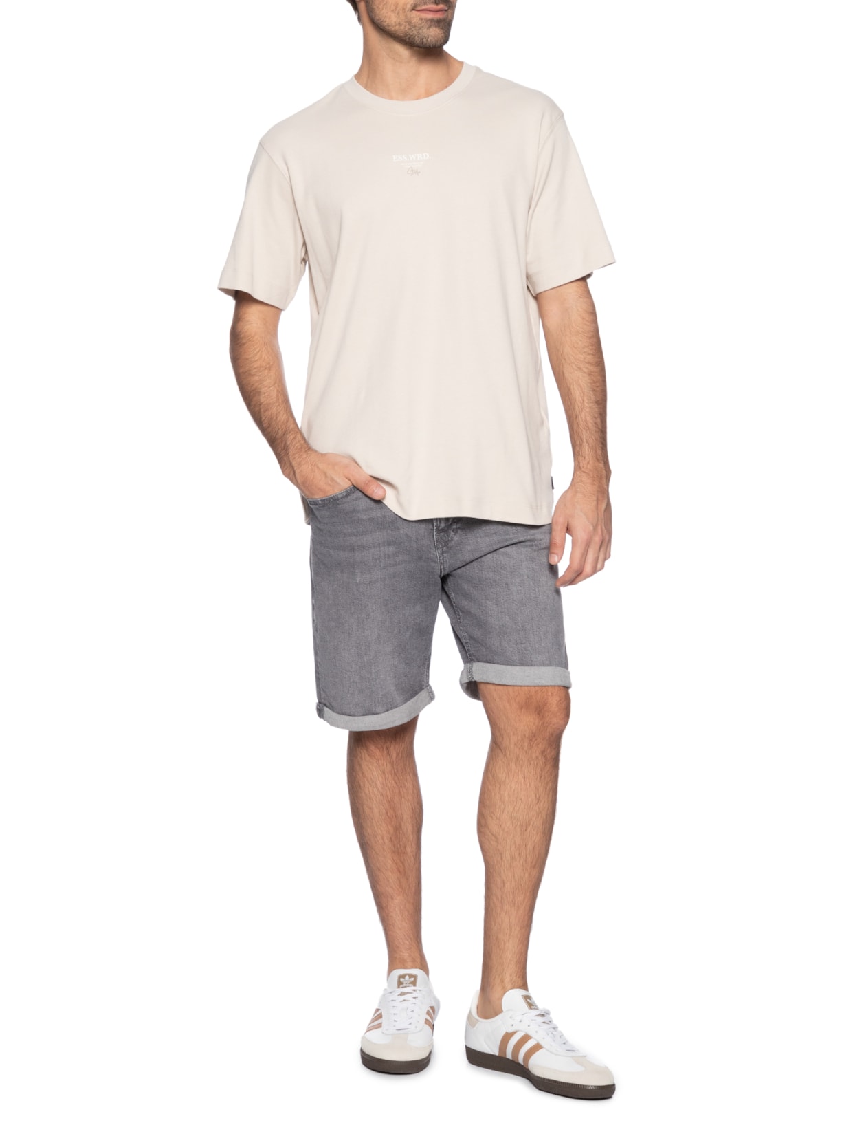 Shorts Masculino Jeans Regular Fit Cinza Jack & Jones