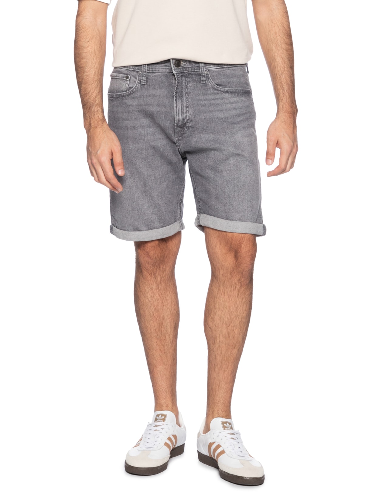 Shorts Masculino Jeans Regular Fit Cinza Jack & Jones