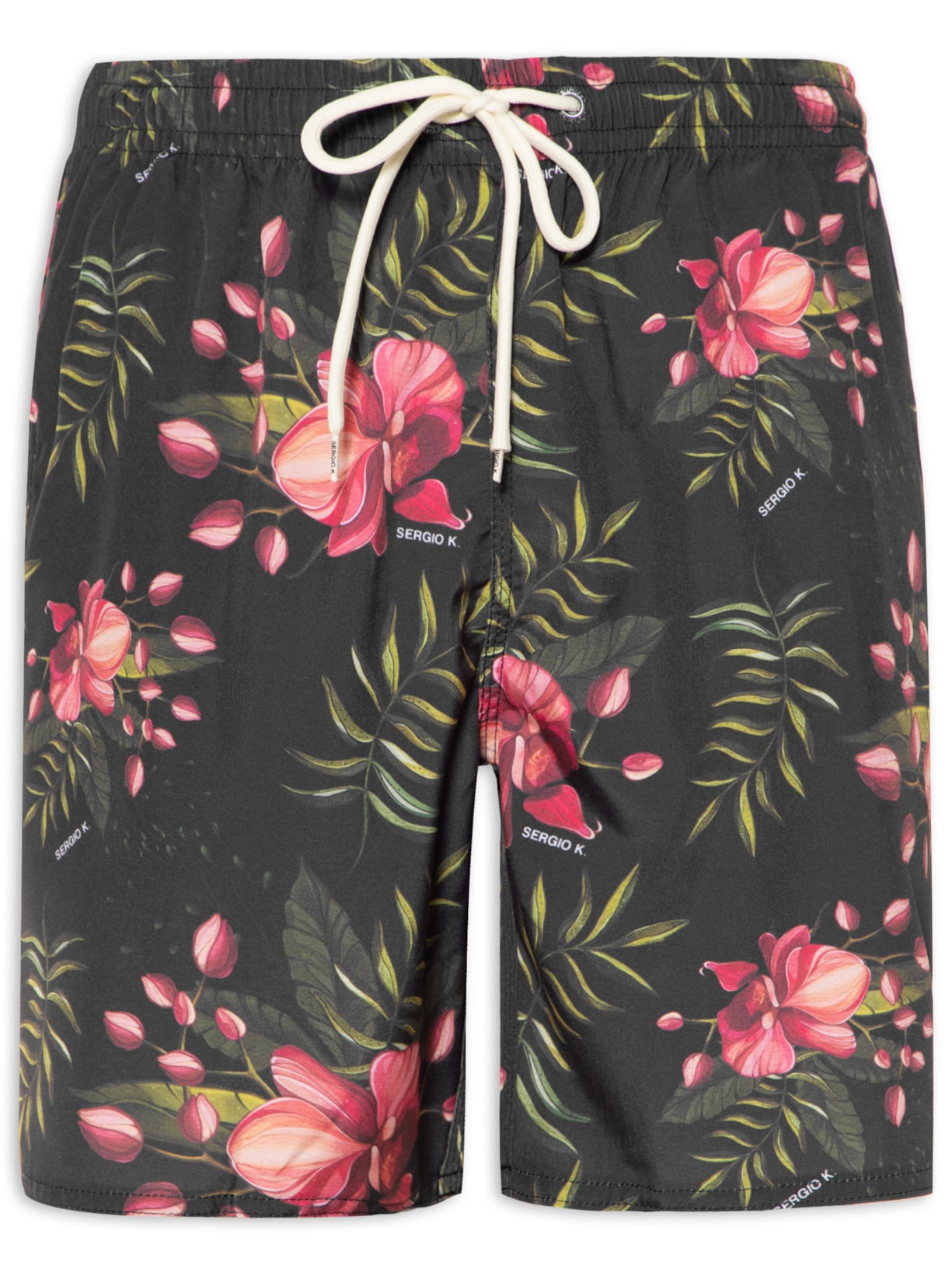 Shorts Masculino Orquideas - Preto