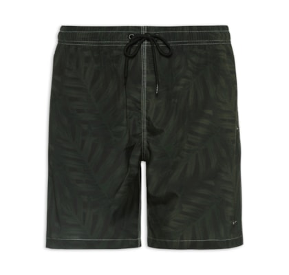 Shorts Masculino Praia Estampa Folhagem Camuflado - Verde
