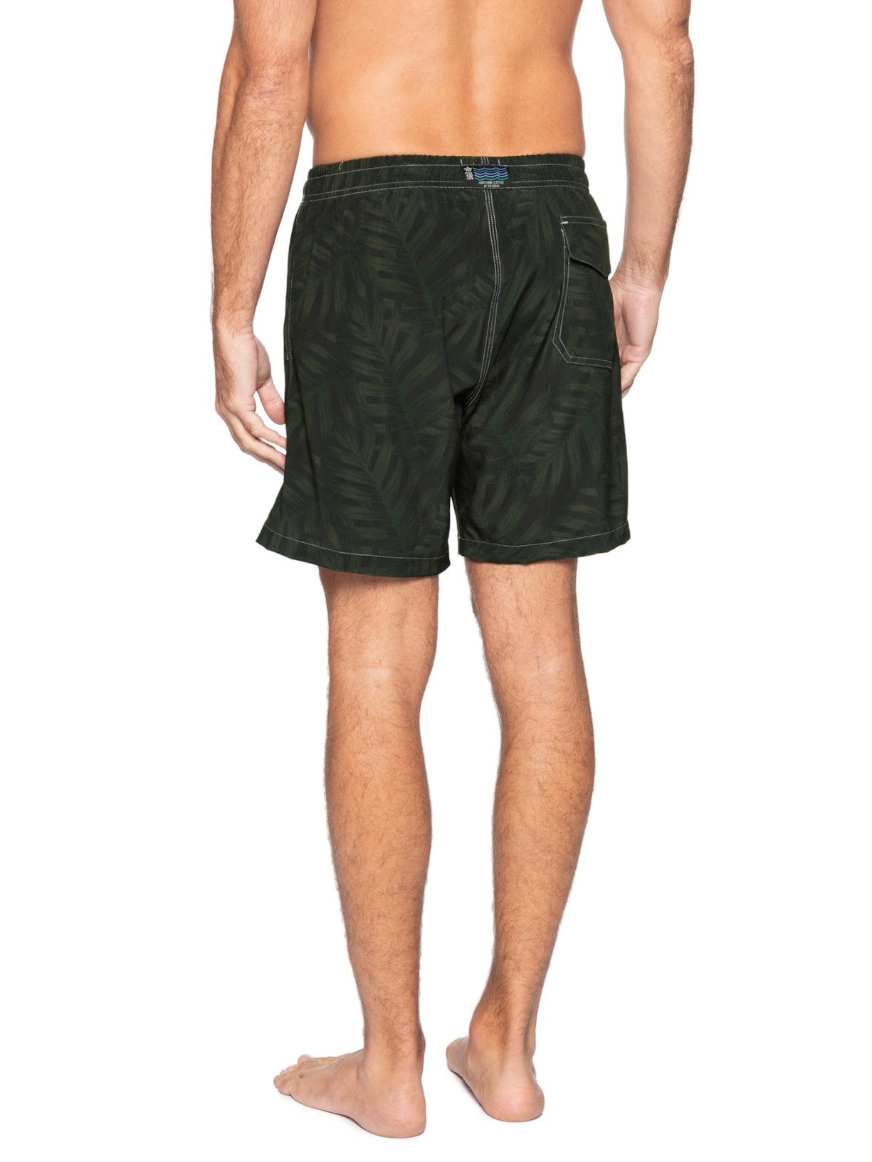 Shorts Masculino Praia Estampa Folhagem Camuflado Verde Sergio K