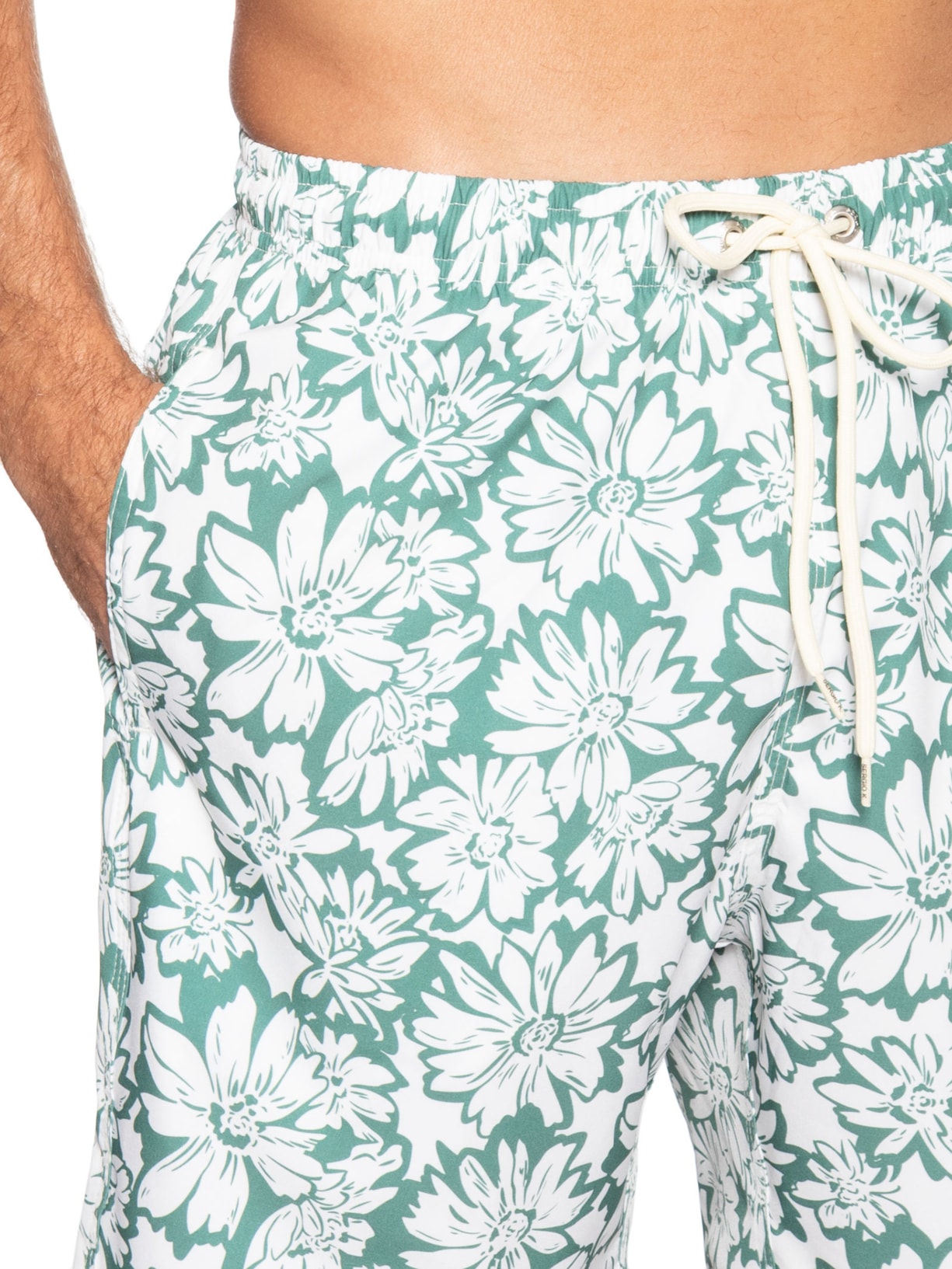 Shorts Masculino Praia Estampa Margarida Bicolor Verde Sergio K