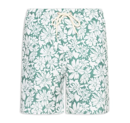 Shorts Masculino Praia Estampa Margarida Bicolor - Verde
