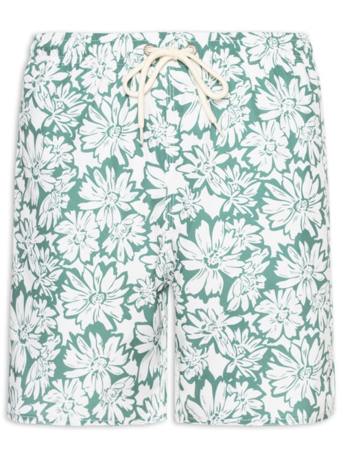 Shorts Masculino Praia Estampa Margarida Bicolor - Verde