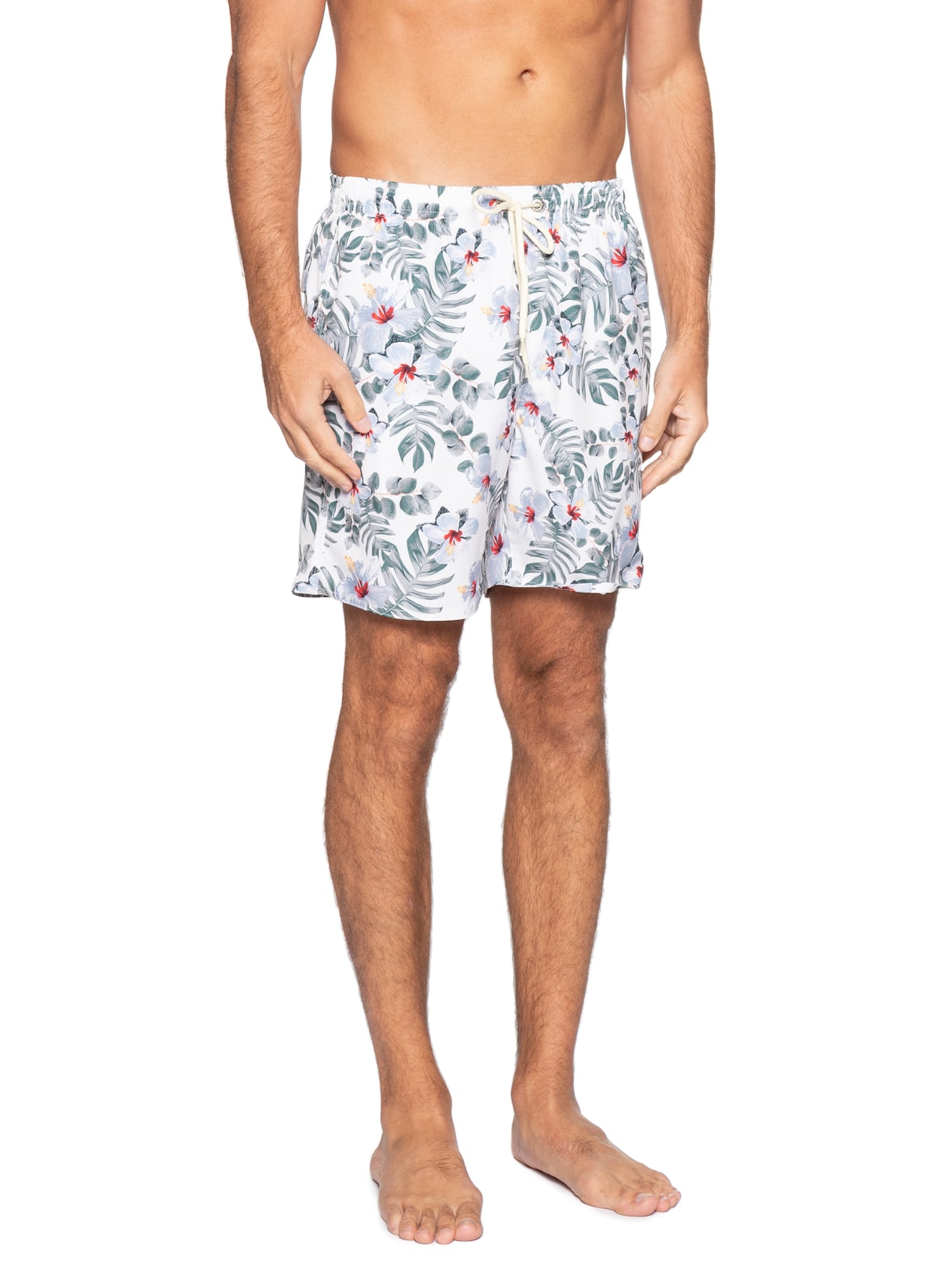 Shorts Masculino Praia Estampado Ibisco Light Branco Sergio K