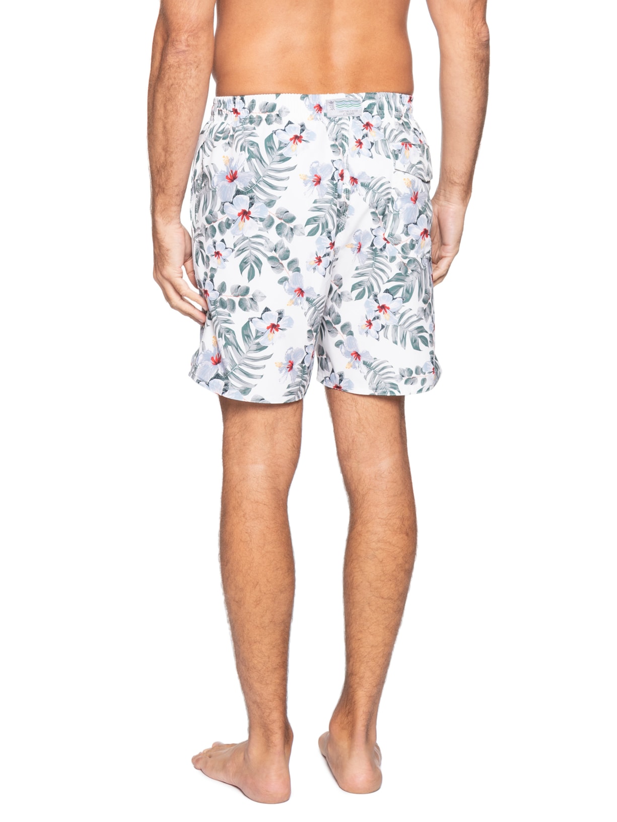 Shorts Masculino Praia Estampado Ibisco Light Branco Sergio K