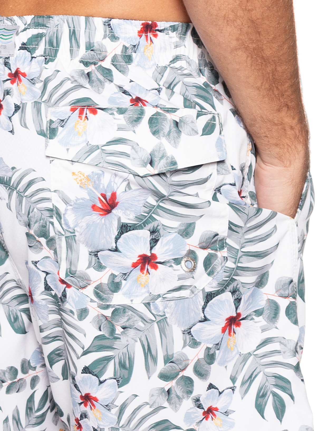 Shorts Masculino Praia Estampado Ibisco Light Branco Sergio K