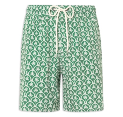 Shorts Masculino Praia Estampado Mosaico Palm  - Verde