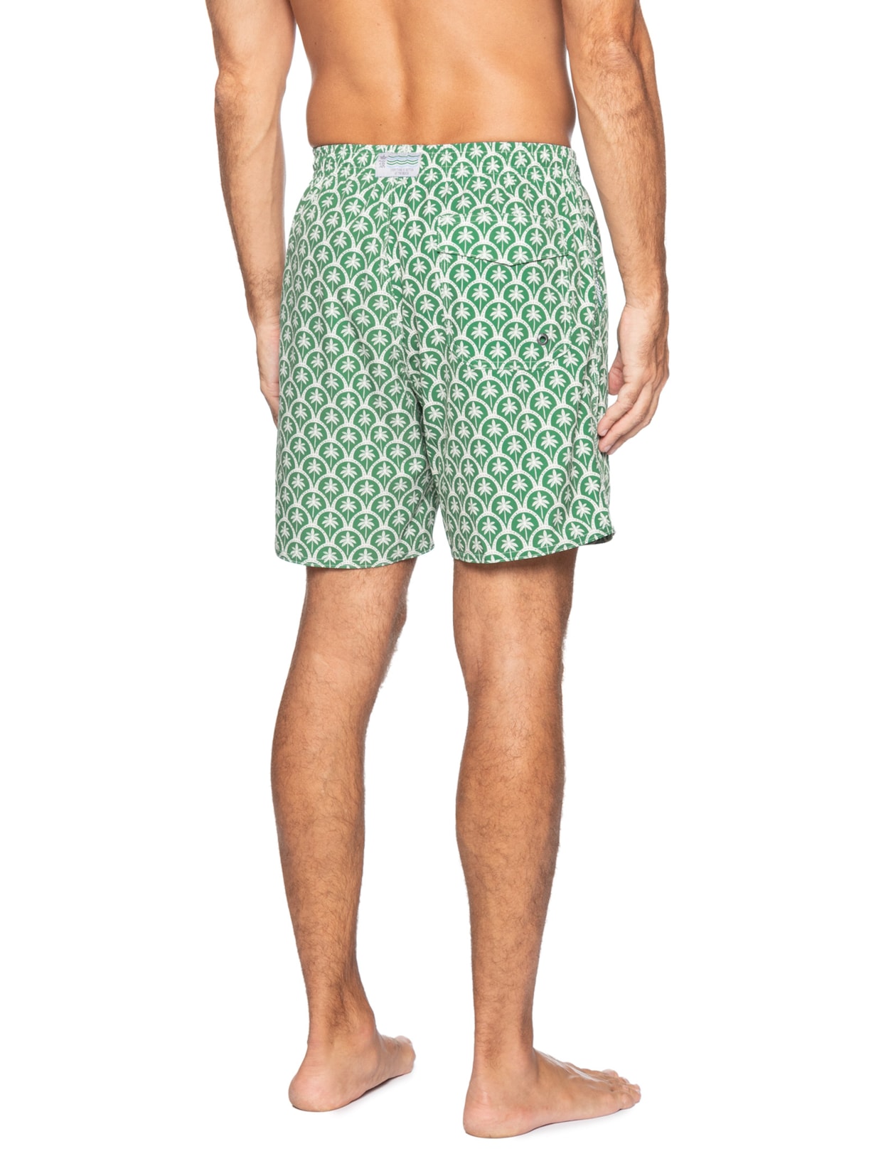 Shorts Masculino Praia Estampado Mosaico Palm  Verde Sergio K