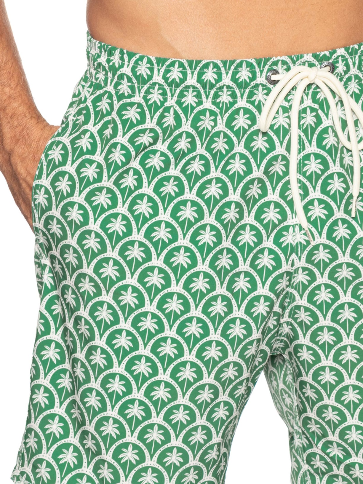 Shorts Masculino Praia Estampado Mosaico Palm  Verde Sergio K