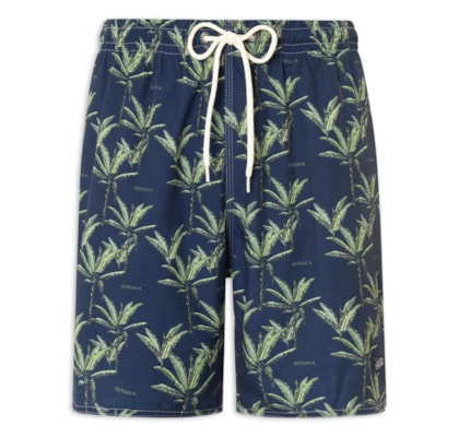 Shorts Praia Estampado Coqueiro - Azul