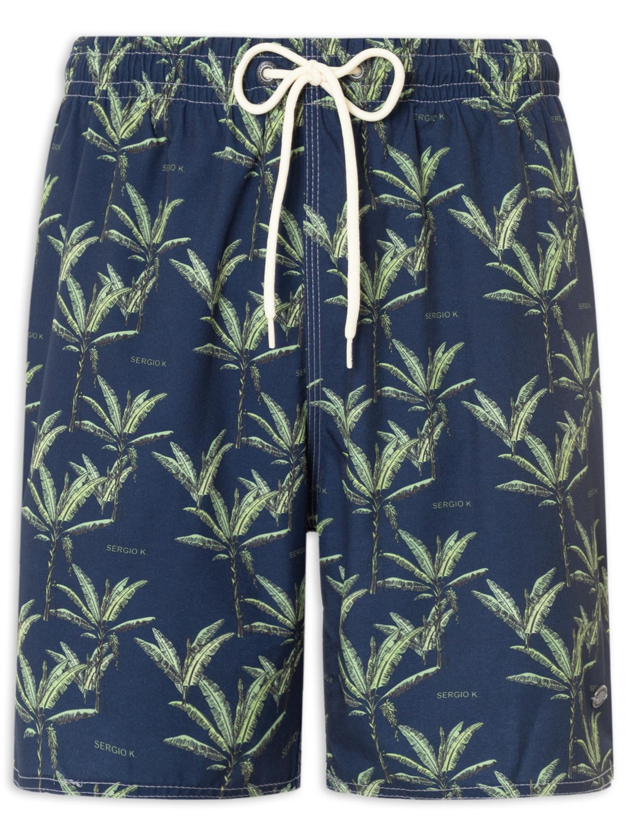 Shorts Praia Estampado Coqueiro - Azul
