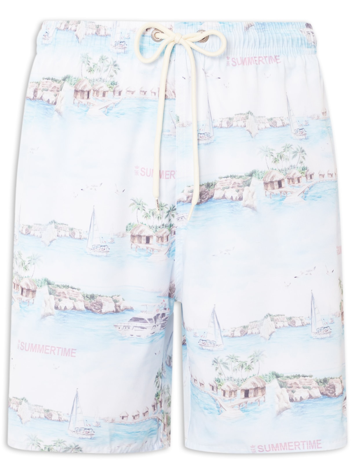 Shorts Praia Estampado Summertime Aqua Azul Sergio K