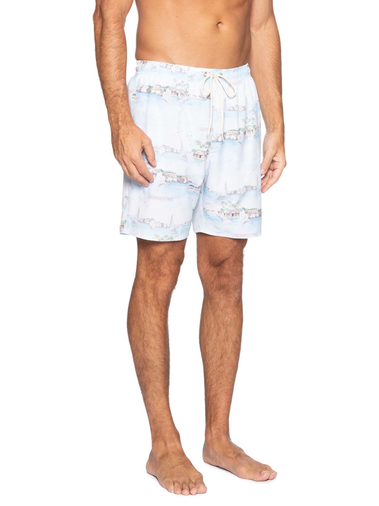 Shorts Praia Estampado Summertime Aqua Azul Sergio K